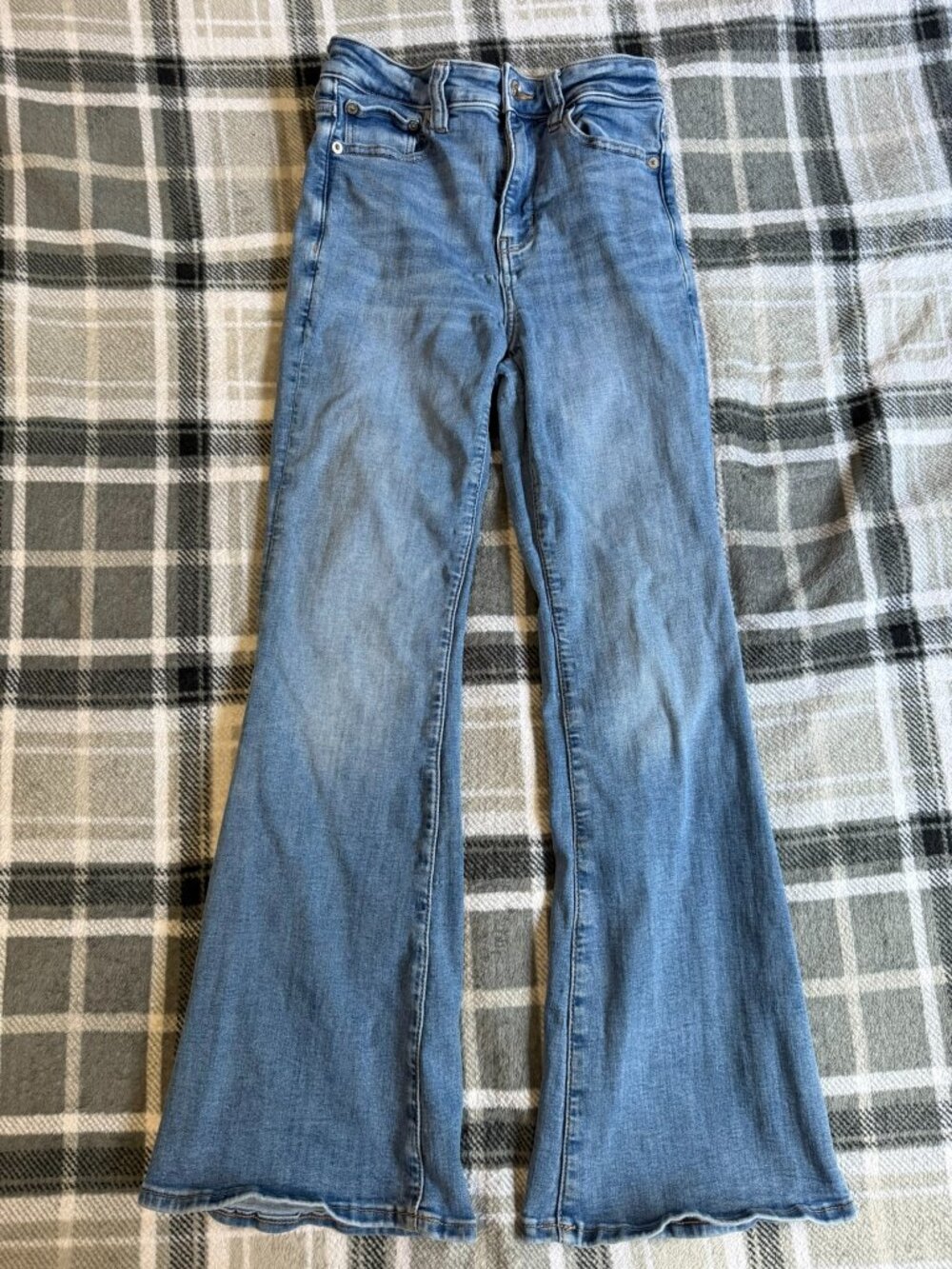 American Eagle Next Level Flare Jeans Womens Light Wash High Rise Stretch Sz 2